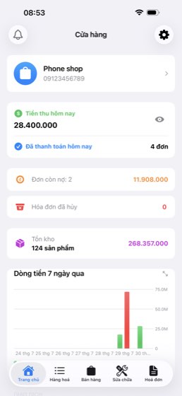 Màn hình trang chủ V Store
